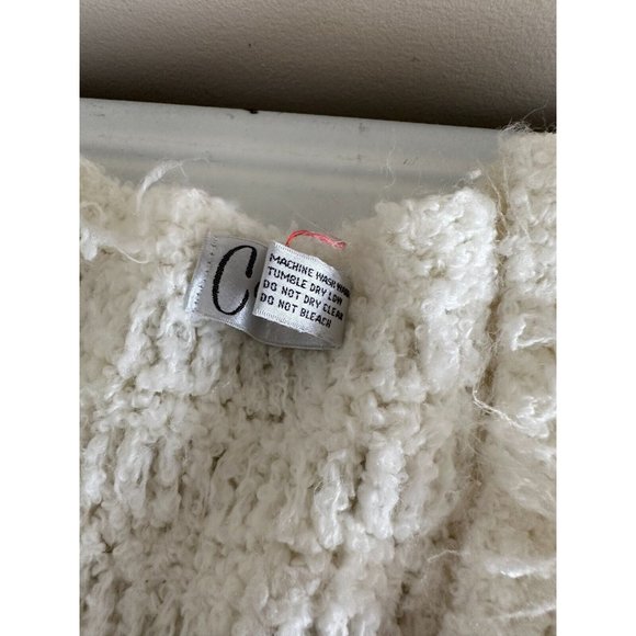 Vintage Carducci Fuzzy Sweater Womens Large Ivory Long Sleeve Chunky Vneck - Picture 13 of 15